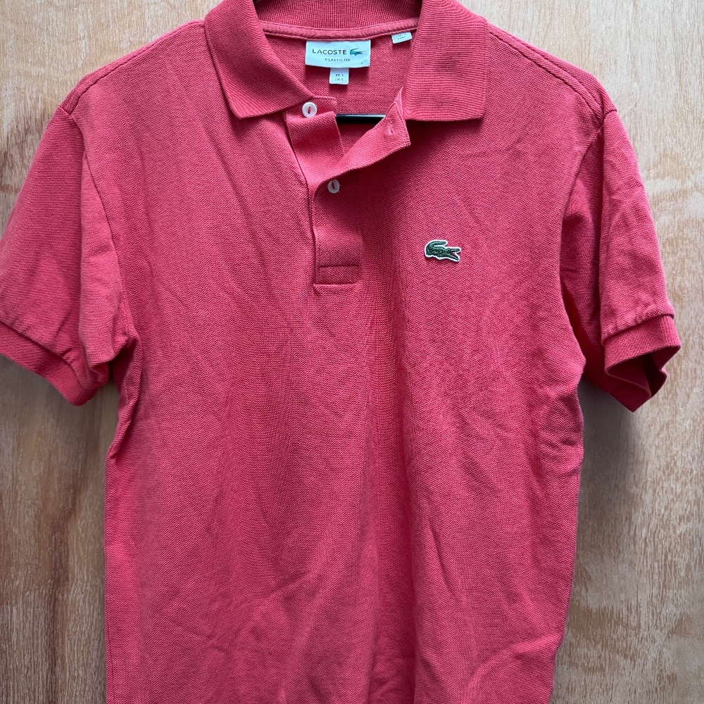 Lacoste Men's Orange 100% Cotton Short Sleeve Polo Shirt Size 3 Small